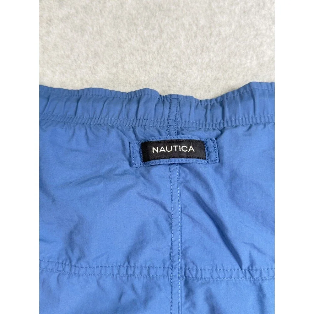 Nautica Men's Blue Swim Trunks Size M Mesh Lined Drawstring Cargo Pocket Beach